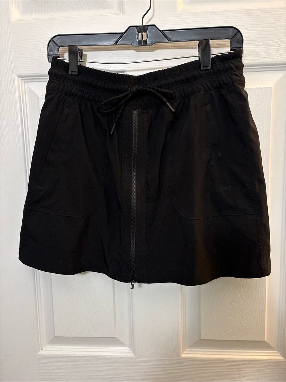 Black Drawstring Zip-Front Skort